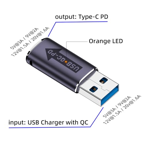 Adaptador USB 2.0 A macho a USB-C hembra 2 piezas miniatura 5