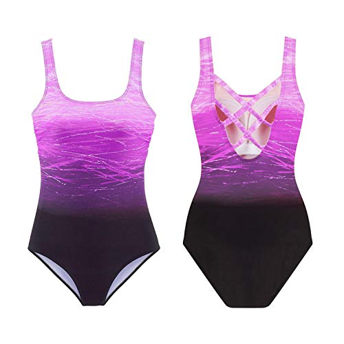 Yialia Maiô de uma peça para mulheres com xícaras acolchoadas destacáveis X fato de banho traseiro M