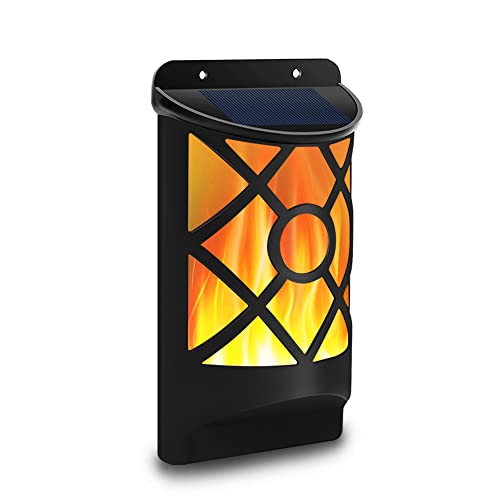 Aityvert Solar Flame Lights Outdoor, Waterproof Flickering Flame Solar Lights Dark Sensor Auto On/Off 66 Led Solar Powered Wall Mounted Night Lights Lattice Design For Patio Deck Driveway #TOP1