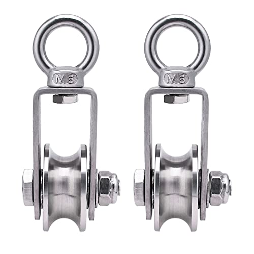 Cable Pulley Wheel Stainless Steel, Bearing Inside, Silent and Smooth, Rope Pulley for Pulley System, 2 Pack