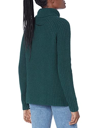 Goodthreads Women's Cotton Shaker Stitch Turtleneck Sweater, Dark Green Heather, Large #TOP1