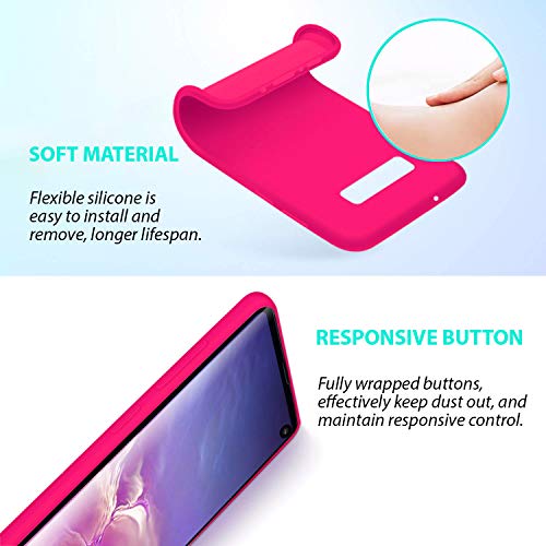 Zuslab Case Compatible With Samsung Galaxy S10, Silicone Gel Rubber Bumper Phone Cover, Slim Thin Hard Shell Shockproof Full-Body Protective Case - Neon Pink #TOP3