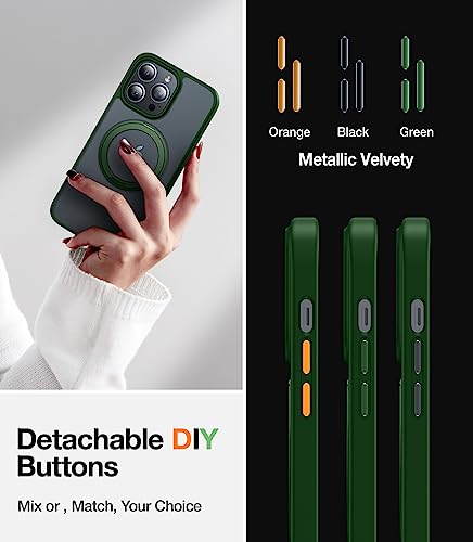 TORRAS 360°Rotatable Magnetic Ring Designed for iPhone 15 Pro Max Case, Compatible with MagSafe with Stand & Ring Holder, Military Grade Shockproof Translucent Back Phone Case Ostand R, Green — view 6