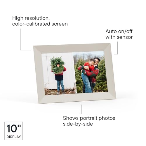 Image of Aura Stone Digital Picture Frame - 10.1 inch HD Mat Display | Wirecutter's Best Digital Frame for Gifting - Send Photos Directly from Your Phone | Quick & Easy Setup Over WiFi - Free App | White