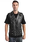 DSDZ Fashion Mens Faux Leather PU Motor Biker Vest Zippers Slim Fit Sleeveless Waistcoat Medium