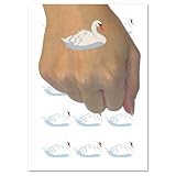 Swan Swimming Solid Temporary Tattoo Water Resistant Fake Body Art Set Collection - 54 1' Tattoos (1 Sheet)