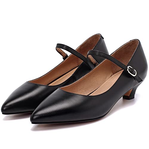 SHODENSE Women Low Kitten Heels Mary Jane Shoes Pointed Closed Toe Ankle Strap Pumps Sandals 1