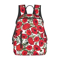 SDEGTHO Poppy Flower Pattern Printing Backpacks Lightweight With 1 Main Compartment, Shoulder Rucksack Carry On,Outdoor Travel Bags