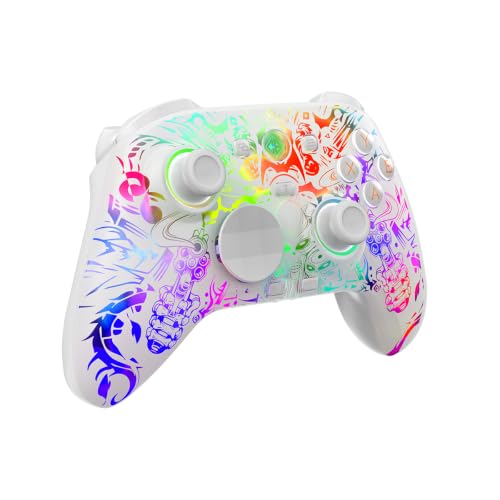 Cosmic Byte Lumora Tri-Mode Wireless Controller with Hall Effect Joysticks/Triggers, Mechanical Buttons, 1000Hz Polling, 6-Axis Gyro, RGB-Reveal Design, Macro/Turbo & 3.5mm Audio. (White)