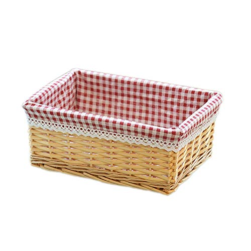 Drawihi Willow Storage Basket Rattan Honey Red Gingham Style Premium Wicker Picnic Hamper Hampers Shop Retail Display Home Decoration-S