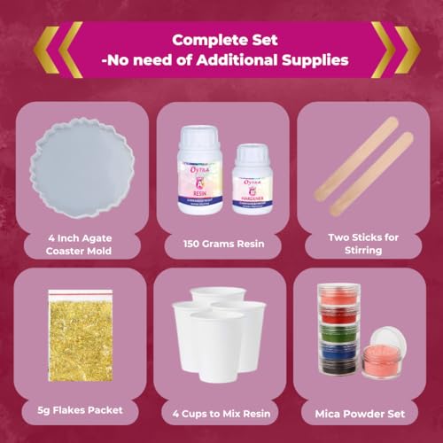 Image of Oytra Resin Coaster Making Kit with Moulds and Tools for DIY Art & Craft Materials Casting Set for Beginners Perfect Return Gift