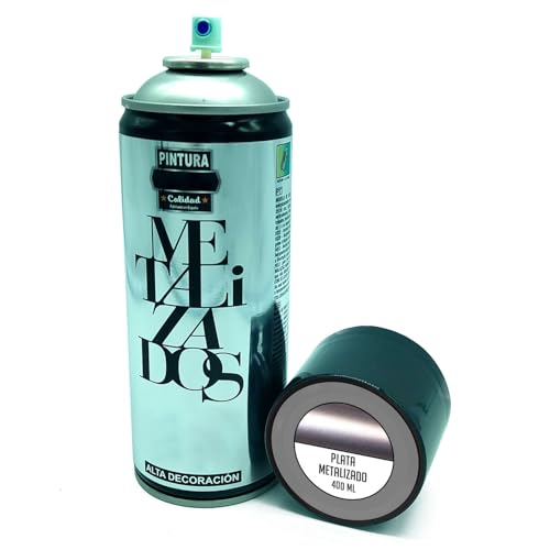 AC - Bote de Pintura en Spray - Fabricado en España - Ideal para cualquier superficie, Madera, Metal, Cartón, Piedra o Cerámica - Capacidad de 400 ML - Color Plata Metalizado