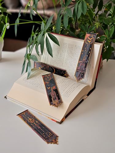 Image of Fantasy Castle Bookmark Set of 4 | Dark Academia Collectible Bookmarks | Premium Decorative Reading Accessories | Ideal Gift for Readers & Book Lovers | Bioplastic (Hogwarts Theme)