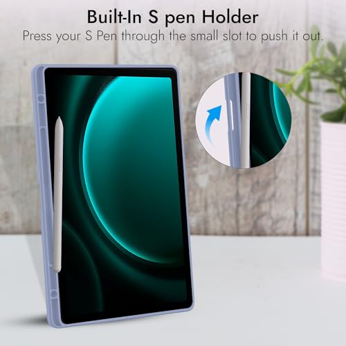 Image of Robustrion Cover for Samsung Galaxy Tab S9 FE+ / Tab S10 Plus /Tab S9 Plus 12.4 inch Cover Case with [S Pen Holder] for Samsung Tab S9 FE Plus / S9+ / S10+ Tablet Cover [Auto Sleep /Wake] - Lavender