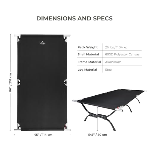 Teton Outfitter Camping Cot, Heavy-Duty Oversized Folding Cot for Adults, Comfortable Elevated Sleeping Bed, Easy Setup, XXL by TETON Sports - Image 5