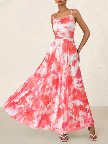 Image of BTFBM Women Summer Maxi Dresses Elegant Wedding Guest Dress | Cowl Neck,Spaghetti Strap,Mesh,Floral,A-Line,Flowy,Party,Cocktail,Homecoming,Graduation,Sundress,Prom,Beach Long Dresses