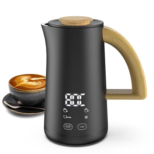 Milk Frother Electric 5 in 1-500ml Large Capacity, 4-Temp Settings, Hot/Cold Foam Maker with Cooling Function, 500W Fast Heating for Latte, Cappuccino, Hot Chocolate