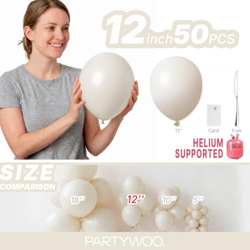 Image of PartyWoo White Sand Balloons 50pcs Off White Beige Cream Ivory Boho Color