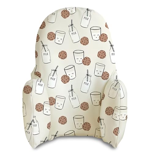 Image of Yeah Baby Goods Wipeable Cushion Cover (Cookies and Milk) - Compatible with The IKEA Antilop Highchair - Soft, Waterproof Baby High Chair Cover