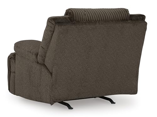 Signature Design by Ashley Top Tier Rocker Recliner Chair, Oversized Wide Seat, Cozy Corduroy Velvet Polyester Upholstery, Manual Pull Tab Lounge Chair for Living Room, No Assembly Required, Chocolate - image 7