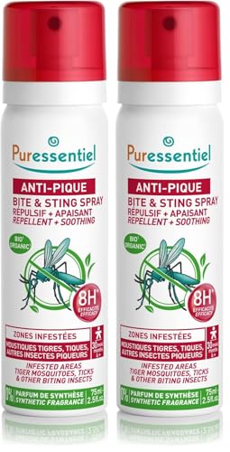 Puressentiel - SOS Insetti - Spray Antipuntura Repellente e Lenitivo Presidio Medico Chirurgico - Contro Insetti e Zecche - Principio Attivo 100% di Origine Naturale - 75 ml (Confezione da 2)