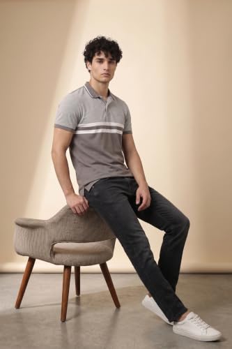 Image of Allen Solly Men's Polo T-Shirt | Polycotton Blend | Color-Block Design | Regular Fit | Smart Casual Wear