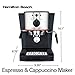 Hamilton Beach Espresso Machine, Latte and Cappuccino Maker with Milk Frother, 15 Bar Italian Pump, Single Cup, Black & Stainless (40792)