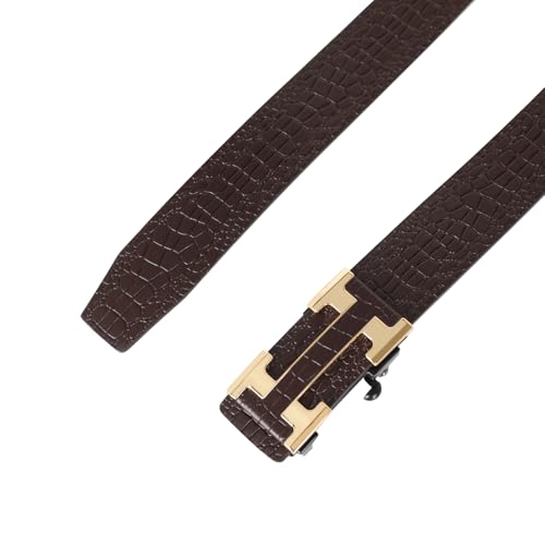 Image of Aurolran Men&Womens Leather Dress Belt Business Automatic Buckle Belt Color-Black Silver Gold