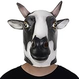 Voyiparty Cow mask Latex Animal Head Mask Funny Masquerade for Adults Dressing Up Milk Cow mask