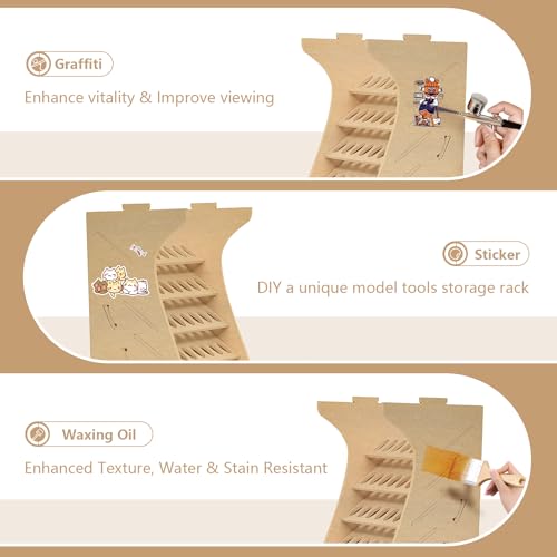 Image of Wooden Model Organizer, Paint Rack with MDF Material for 35 Paints Bottles, Craft Holder Suitable for Tamiya /Vallejo /Citadel, GK11 (Can be combined with other GK style)