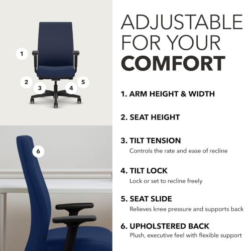 Image of HON Ignition 2.0 Ergonomic Office Chair, Lumbar Support, Desk Chair, Indigo