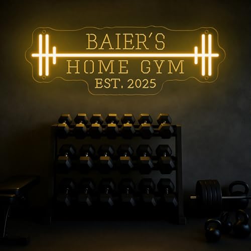 Custom Gym Neon Sign for Wall Decor, Personalized Home Gym Acrylic LED Light Up Signs, Custom Fitness Sign for Workout Room Business Gym Coach Studio Fitness Center Sport Club Man Cave Gifts