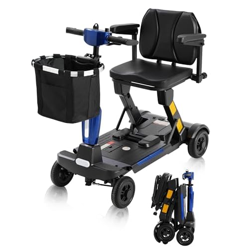 MS02-F 15-30Miles 4 Wheels Foldable Mobility Scooter for Adults&Seniors, 46Lbs Lightweight & 350W Powered Electric Folding Wheelchair, Removable Batte