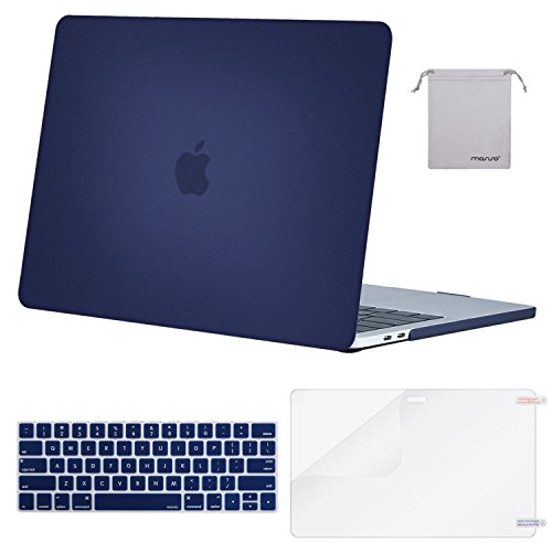 Mosiso Hard Case with Keyboard Cover with Screen Protector with Storage Bag for Newest Macbook Pro 13 Inch, Deep Blue