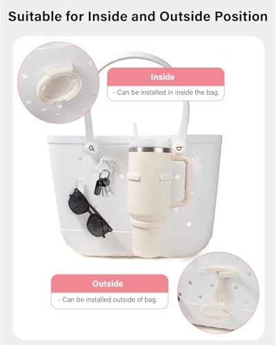 Image of Upgraded Cup Holder for Bogg Bag - Compatible with Stanley 30oz /40oz Tumblers, Bogg Bag Accessories Insert Hook Carabiner Keychain Holder Charms, Drink Holder Compatible with Bogg Bags (White)