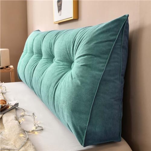 Llchaensc Large Bolster Triangular Headboard Pillow Twin Dorm Headboard Twin XL Bed Wedge Pillow for Headboard Bolster Pillow for Bed with Removable Cover,Green,120x50x20cm
