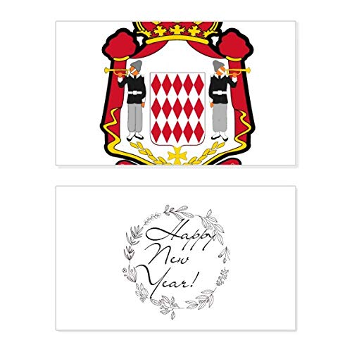 Tarjeta de Año Nuevo con el emblema nacional de Mónaco y mensaje