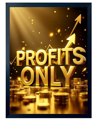 Image of ARTFUL TOY BOX - Profits Only Motivational Quote Photo Frame Wall Art for Office & Home Decor | Success, Growth & Business Mindset Wall Decor | HD Glossy Print | Premium Fiber Black Frame - 12x18 Inch (30x45 cm) (Design 11)