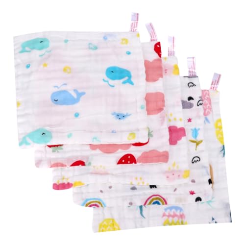 ORFOFE 5 Piezas Toallas de Algodón para Niña Absorbentes Suaves con Estampados Infantiles para Cara y Manos