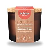Bolsius Orientalische Duftkerze im Glas mit Korkverschluss Orange - 21 Stunden Brenndauer - Natürliches pflanzliches Wachs - Effektive Duftdiffusion mit ScentFusion Technologie