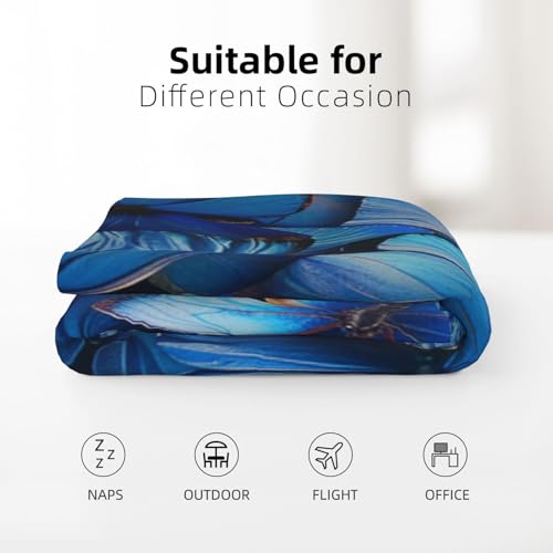 Couverture papillon bleu plaid lit chaud flanelle 101x152 - 6