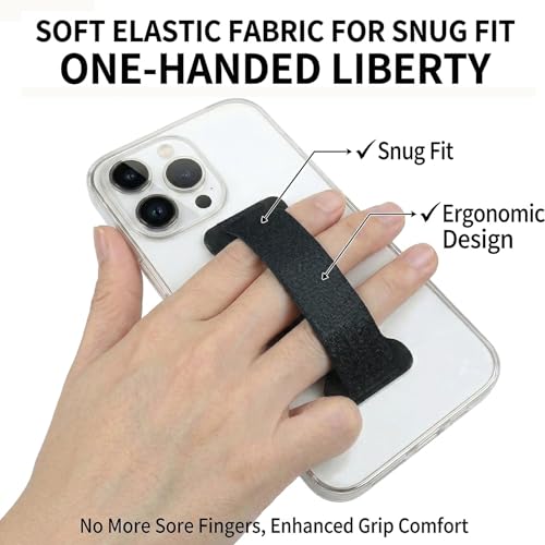 Finger Strap Phone Holder - Ultra Thin Anti-Slip Universal Cell Phone Grips Band Holder for Back of Phone -2Pack(Black) - Image 4