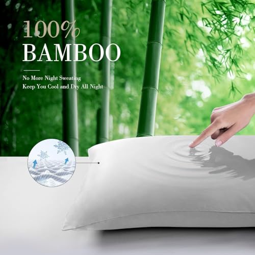 Image of Mush Bamboo Pillow Cover Set of 2 | 100% Bamboo Pillow Cover for Hair and Skin | 250 TC | Breathable, Silky Soft and Envelope Pillowcases | 17 inchx27 inch (250 TC, Light Grey)