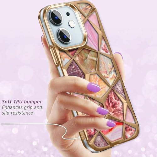 Image of COVERLY for iPhone 15 3D Diamond Glitter Sparkle Case,Full Protective Luxury Cube Cute Shinny Bling Soft Silicone Designer Fashion Smart Aesthetic Cover for Apple iPhone 15 (Golden)