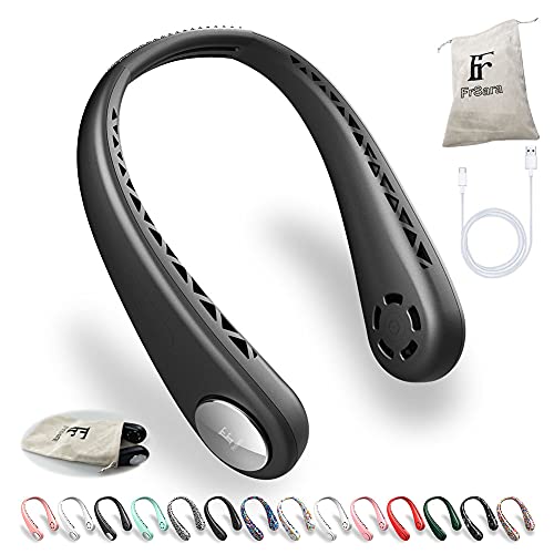 FrSara Neck Fan, Bladeless Portable Neck Fan, Adjustable, 360° Cooling, Super Quiet, No Blade Fan Design, No Hair Twisting, Even Air Volume On Both Sides, Non-Slip, Short Charging, Long Use Time