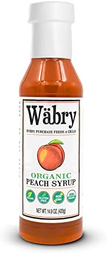 Wäbry Organic Peach Syrup – 14.9oz (420g), Natural Fruit Syrups for Drinks, Pancakes, Tea, Shaved Ice and Ice cream, Vegan, Non-GMO, Dye-Free Snow Cone Syrup – BPA-Free Plastic Bottle