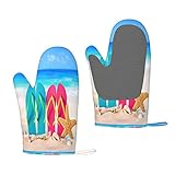 Seestern Flip Flops Strand Ofenhandschuhe 2er Set Hitzebeständig Und Umweltfreundlich Küche Zweiteilige Silikon Ofenhandschuhe