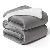 Bedsure Sherpa Fleece Blanket King Size - Fluffy Microfiber Solid Blankets for Bed Large Throw, Silver Grey, 230x270cm