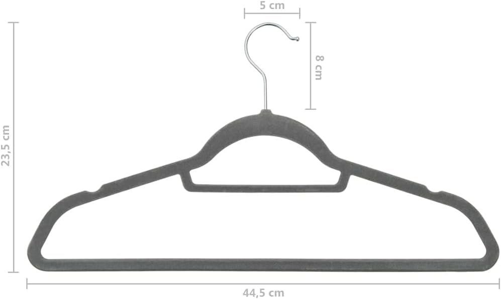 vidaXL Hanger Set of 20 Grey ABC plastic, zinc alloy, velvet Standard