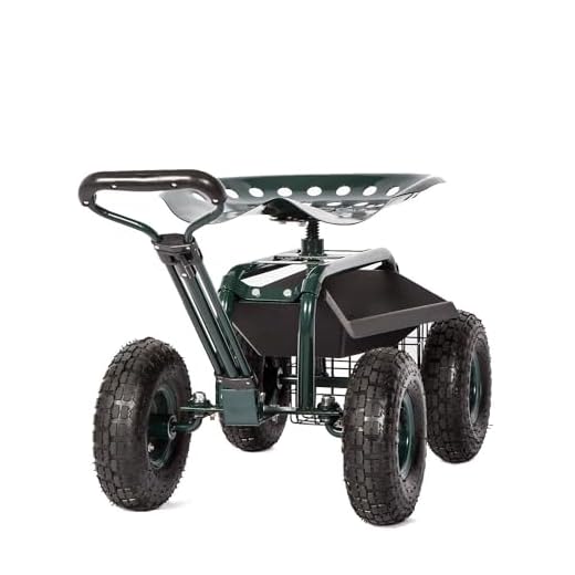 Kinsunny Garden Cart Rolling Work Seat with Tool Tray Heavy Duty Scooter Gardening Planting